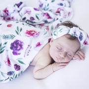 Peony Bloom- Baby Jersey Wrap and Topknot Set - Snuggle Hunny Kids